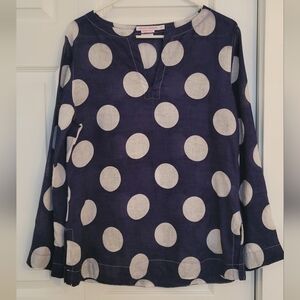 Island Company Linen Beach tunic, size medium, navy blue/white